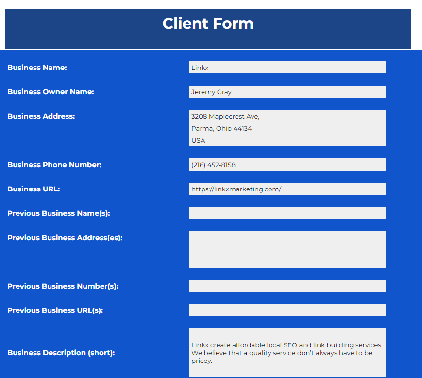 linkx client form